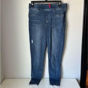 spanx stretchy comfy dark wash medium denim jeans